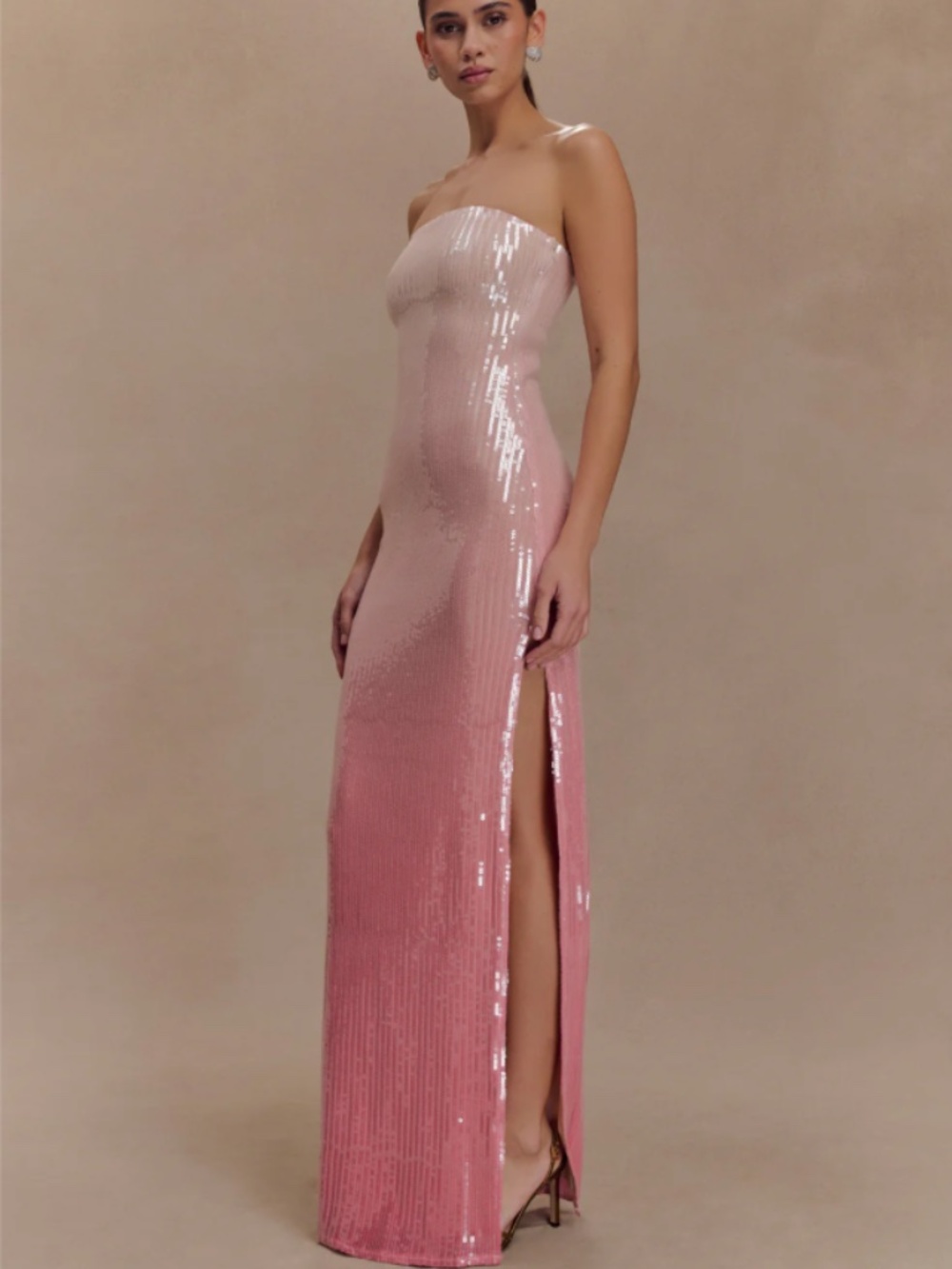 Meshki Miranda Strapless Sequin Maxi Dress - Ombre Pink - Picture 3 of 5